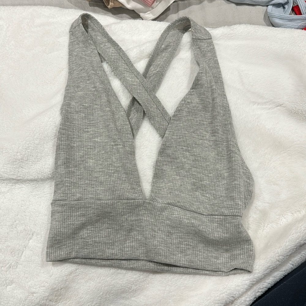 Grey halter top crop top